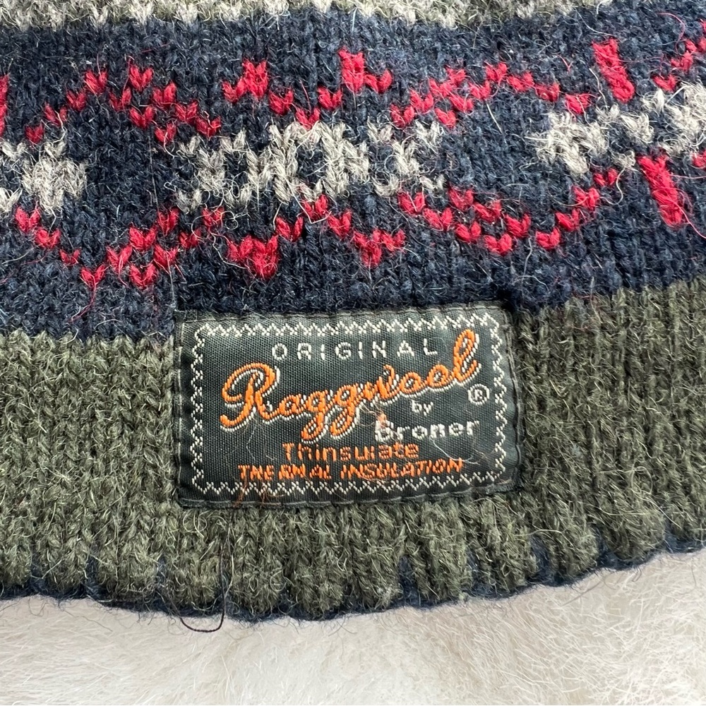 BRONER RAGGWOOL original men’s SKI beanie HAT O/S Olive green/dark blue